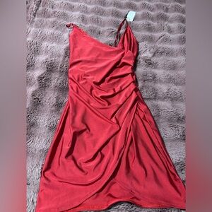 Red Draped Slip Dress - Women